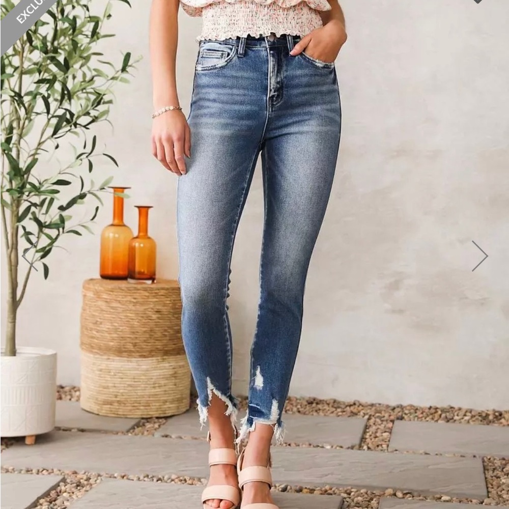 Flying Monkey skinny jeans with frayed ankle
